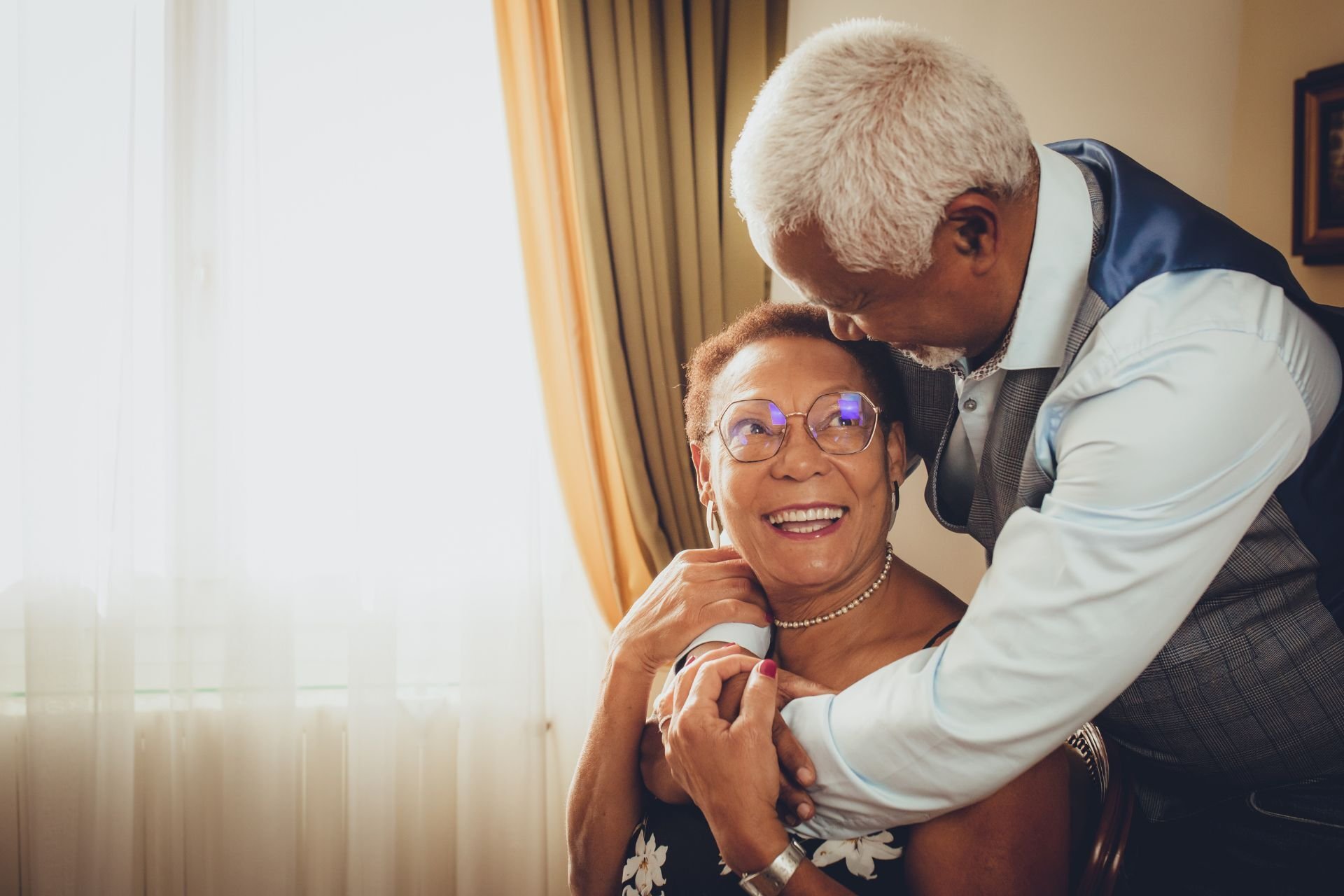 senior couple embracing